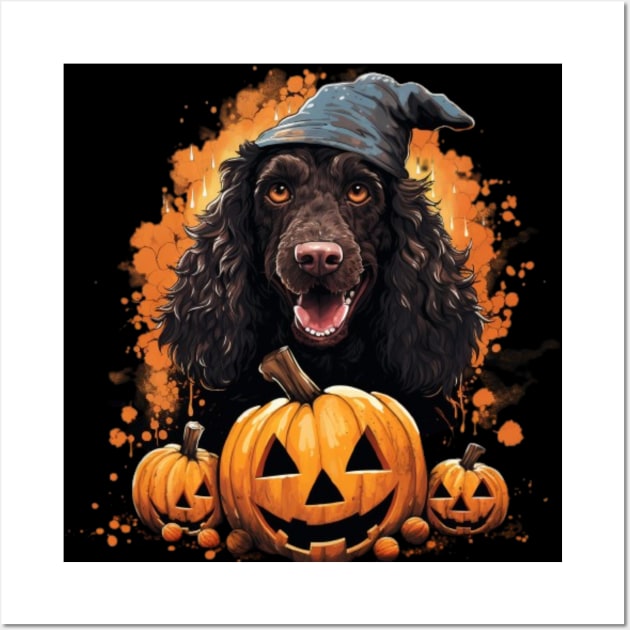 Irish Water Spaniel Dog Halloween Wall Art by NatashaCuteShop